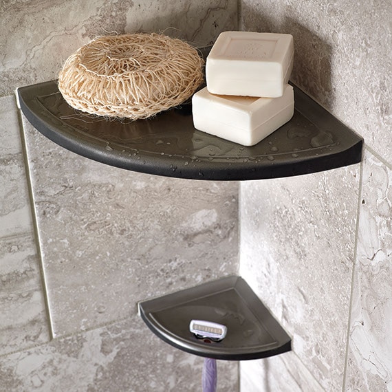 Daltile White 5" Contemporary Bath Corner Soap Dish Ceramic Tile Stain Resistant 