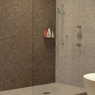 Vintage Hex, Small Octagon Tile Bathroom