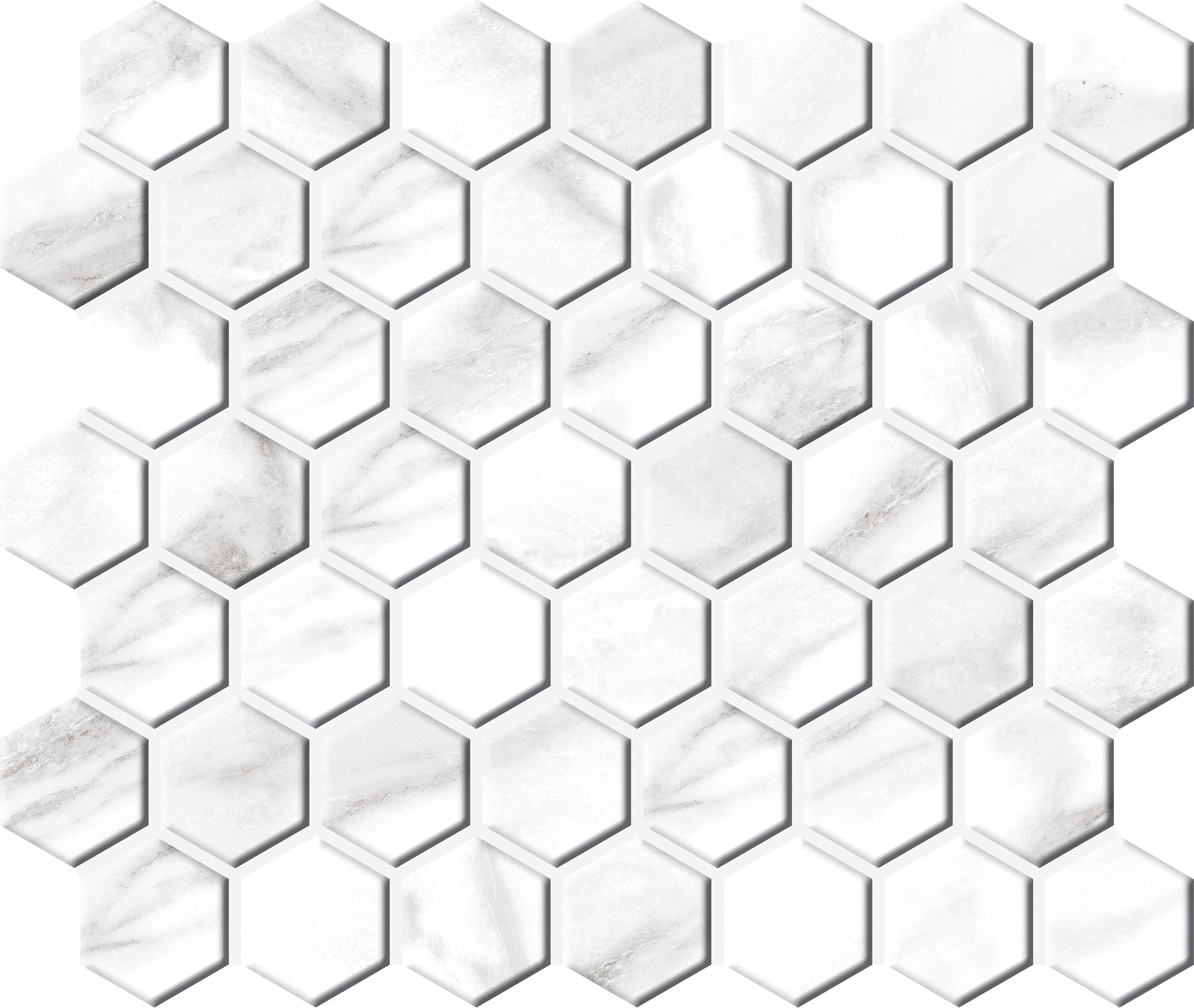 Brilliant White, Hexagon, 1.5, Matte