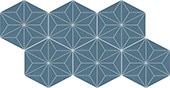 Keepsake Blue Asanoha, Hexagon, 8X9, Mat