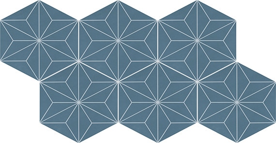 Keepsake Blue Asanoha, Hexagon, 8X9, Mat