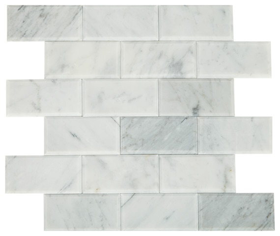 Carrara White, Brick Joint, 2X4, Bevel, 