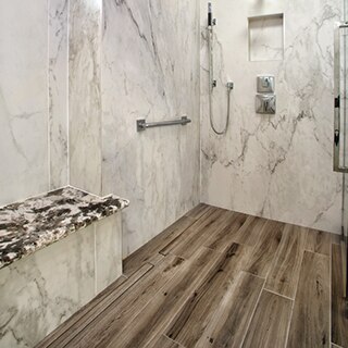 Shower deals wood floor