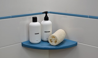 labeled bathroom accessories