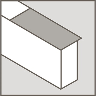 Line art depicting rectified coping trim tile