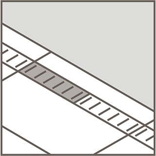 Line art depicting rectified gutter grid trim tile