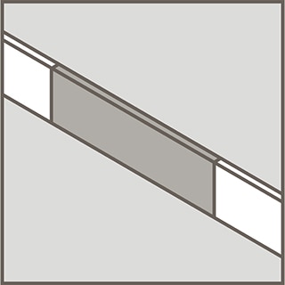 Line art depicting rectified L-kerb trim tile