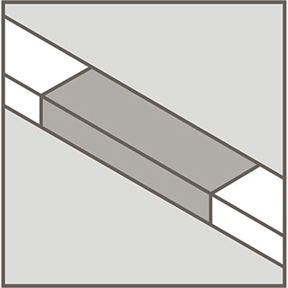 Line art depicting rectified U-edging trim tile