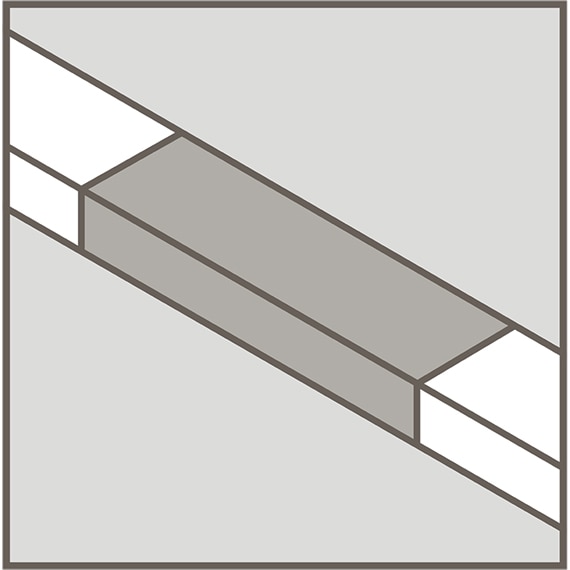 Line art depicting rectified U-edging trim tile