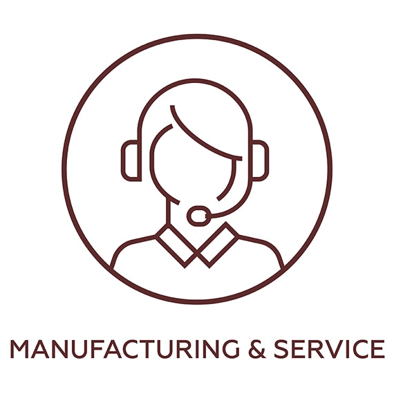 Manufacturing & service, person with headset icon.