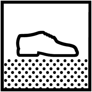 StepWise slip resistance. Line art of shoe on dotted floor.