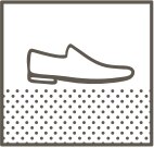 StepWise slip resistance. Line art of shoe on dotted floor.