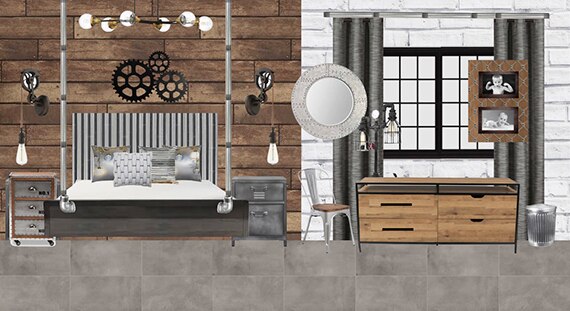 Concept of industrial bedroom.