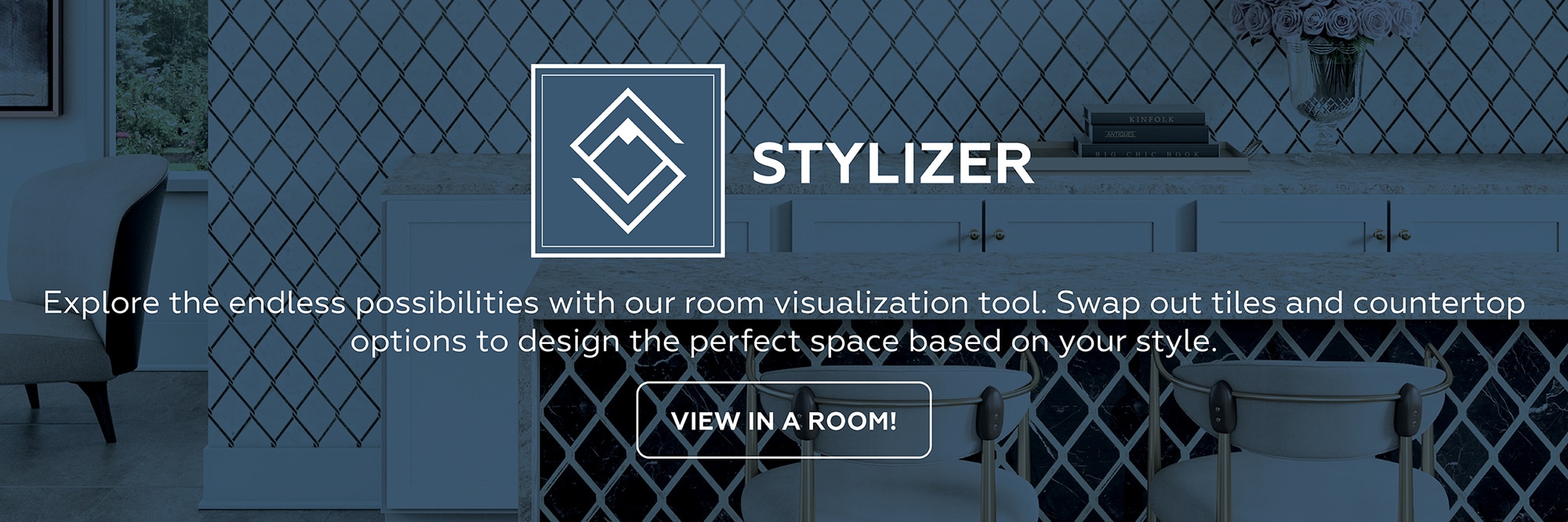 Explore the endless possibilities with our room visualization tool. Swap out tile and countertop options to design the perfect space based on your style.