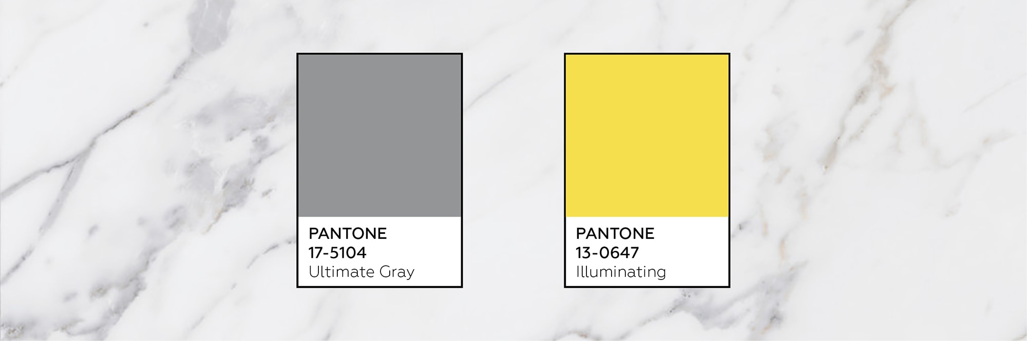 Pantone Colors of 2021 - Ultimate Gray pantone 17-5104 and Illuminating pantone 13-0647