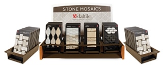 Daltile Stone Mosaics tabletop display featuring mosaic tile samples