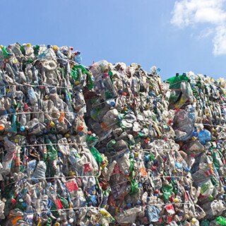 Stacks of bundled waste.