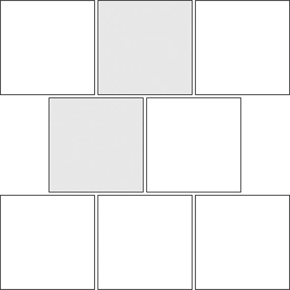 Brick pattern guide for square tile