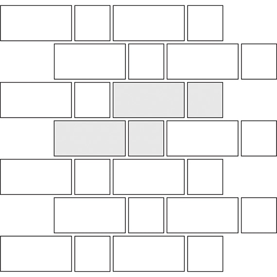 Alternating horizontal tile pattern guide for two tile sizes