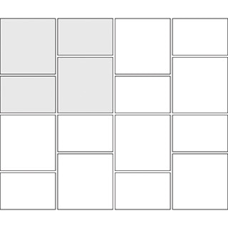 Vertical alternating tile pattern guide for two tile sizes