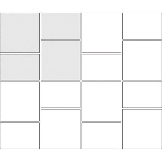 Vertical alternating tile pattern guide for two tile sizes