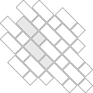 Diagonal lacework tile pattern for two tile sizes