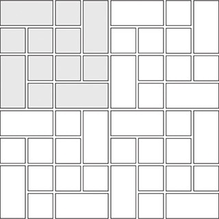 Pinwheel tile pattern guide for two tile sizes