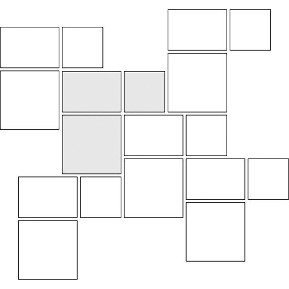 Block tile pattern guide for three tile sizes