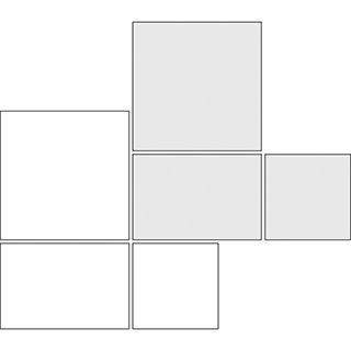 Broken joint tile pattern guide for thee tile sizes