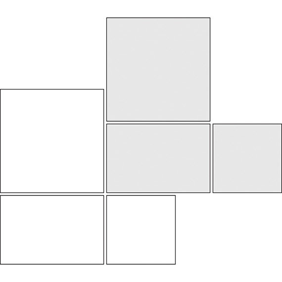 Broken joint tile pattern guide for thee tile sizes