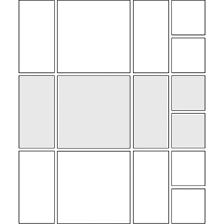 Modular corridor tile pattern guide for three tile sizes