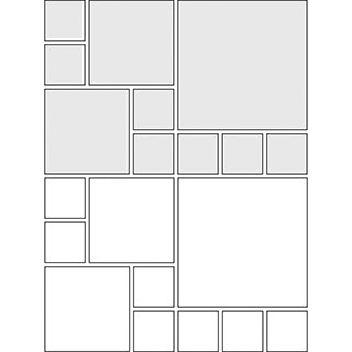 Rectangle modular tile pattern guide for three tile sizes