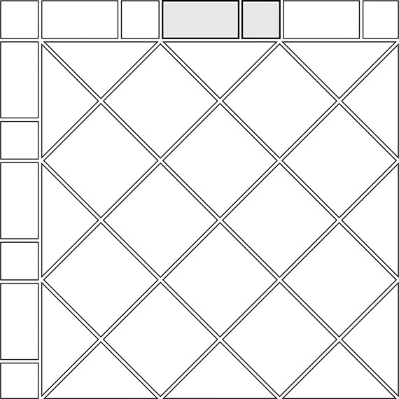 Alternating border tile pattern for two tile sizes