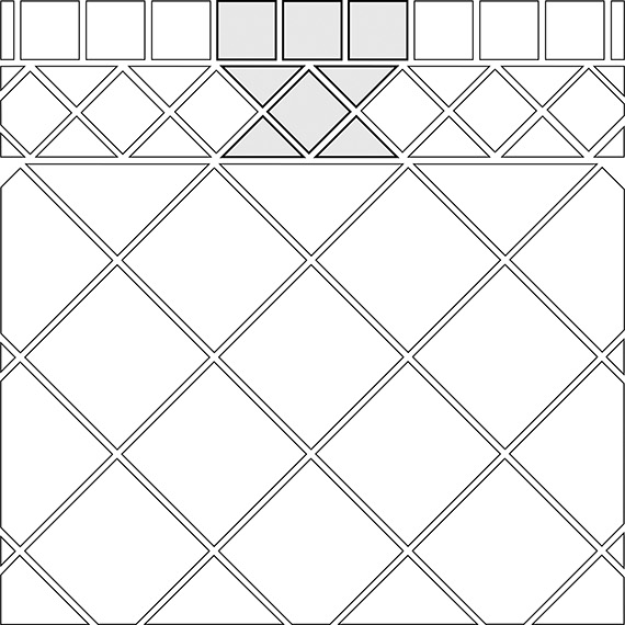 Diamond border tile pattern guide for two tile sizes