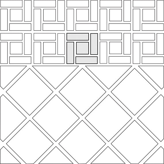 Pinwheel border tile pattern guide