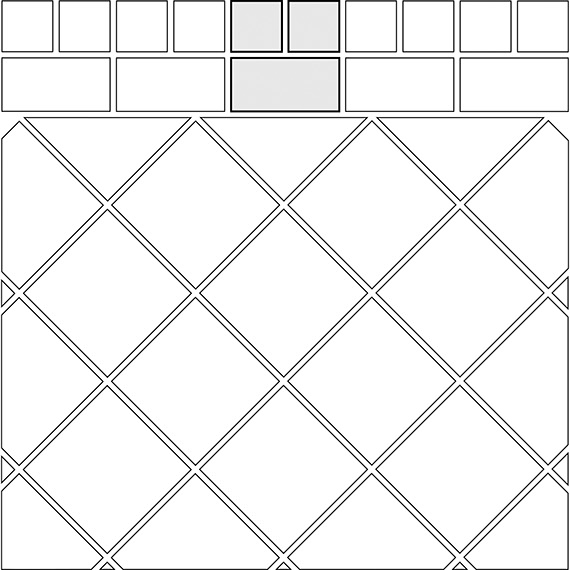 T-cross border tile pattern guide for two tile sizes