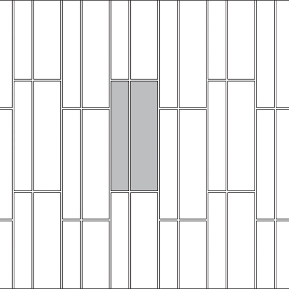 Staggered corridor tile pattern guide for two tile sizes
