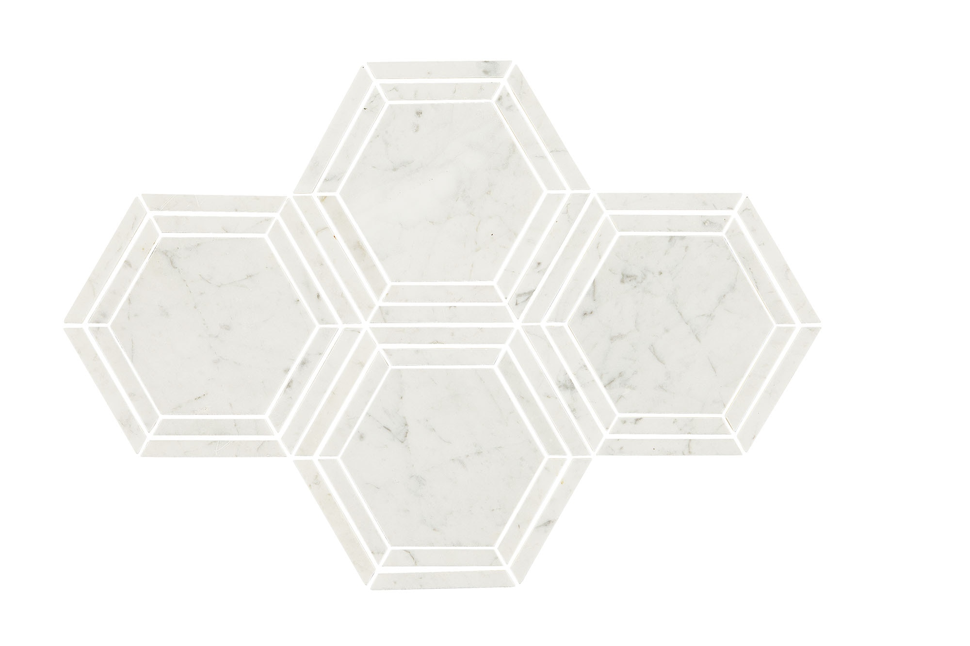 Carrara White, Hexagon, 6, Straight Edge