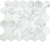 Carrara White, Hexagon, 2, Straight Edge