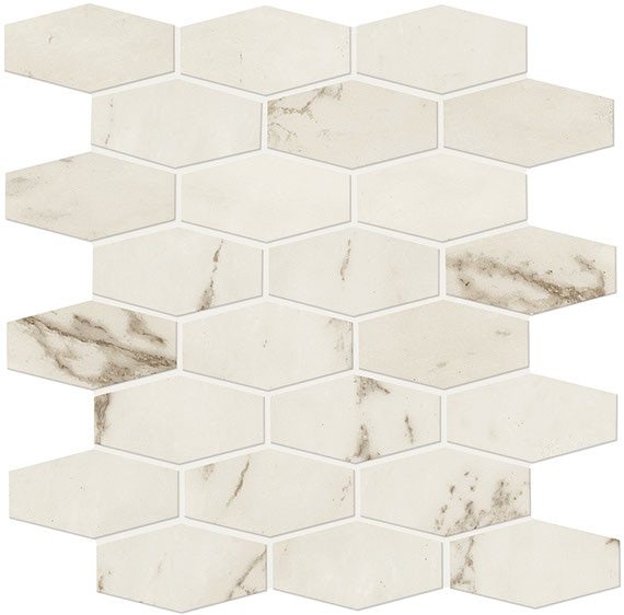 Palazzo White, Linear Hexagon, 2X3, Matt