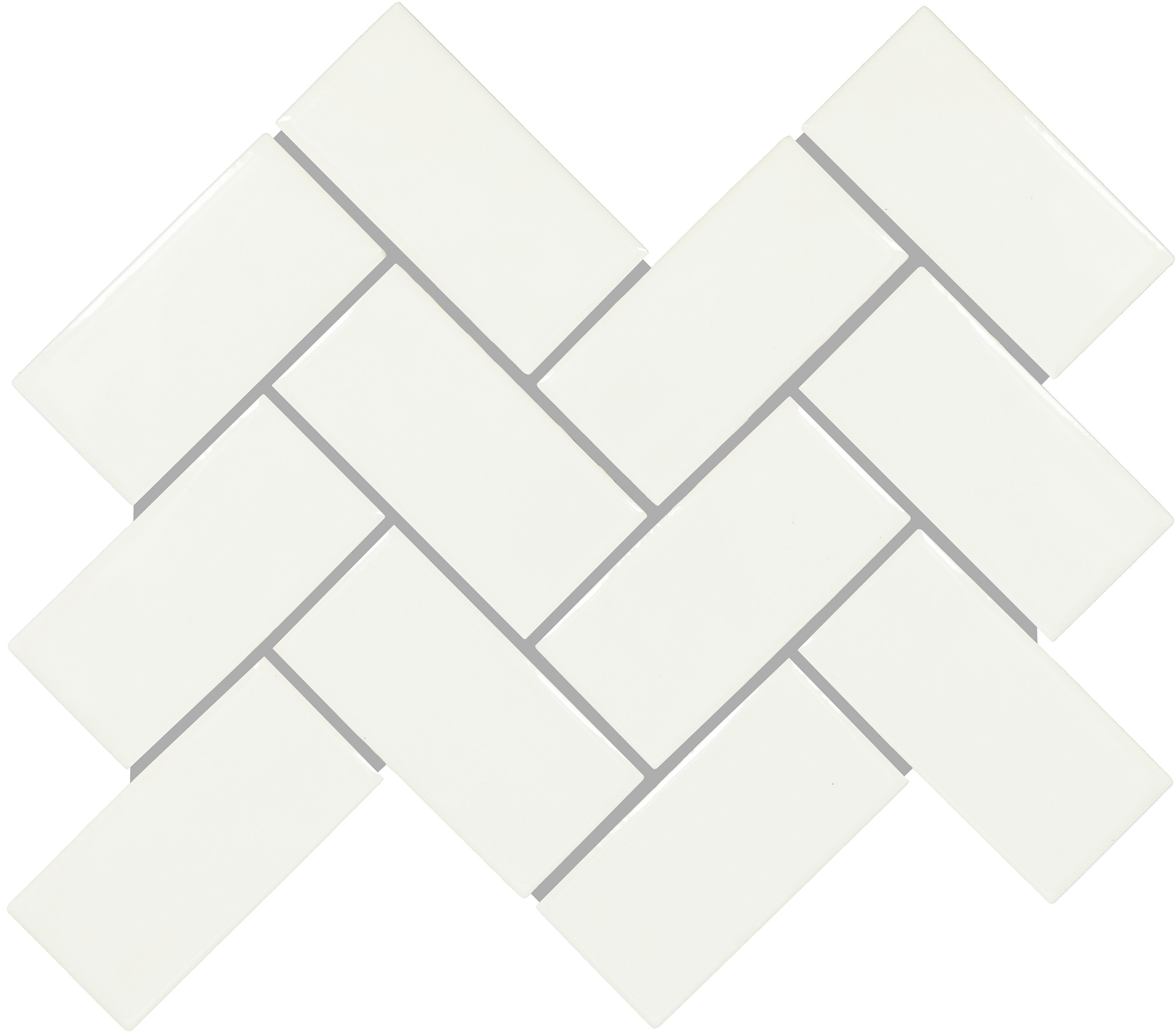 Elegant White, Herringbone, 2X4, Glossy