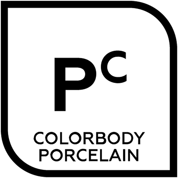An icon representing colorbody porcelain with the letter P with the letter C super script