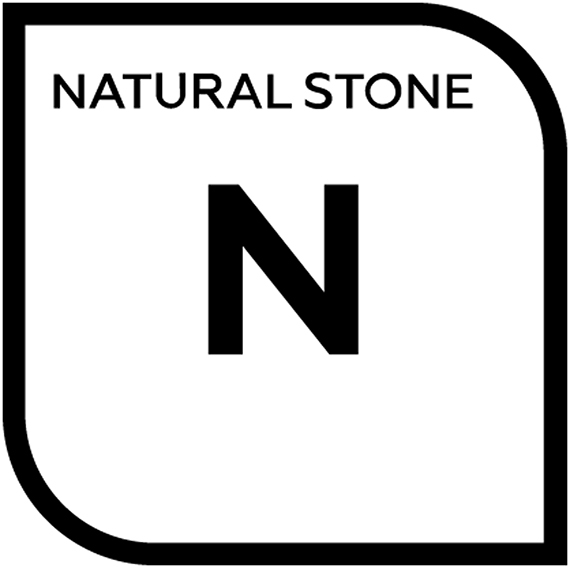 An icon representing natural stone with the letter N